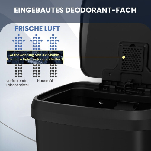 Schwarzer Küchenabfalleimer (68 l) mit Soft-Close-Deckel 2
