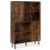 Brown Sideboard Cabinet, 4 Compartments, 2 Doors, Metal Legs 3