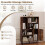 Brown Sideboard Cabinet, 4 Compartments, 2 Doors, Metal Legs 8