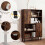 Brown Sideboard Cabinet, 4 Compartments, 2 Doors, Metal Legs 6