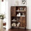 Brown Sideboard Cabinet, 4 Compartments, 2 Doors, Metal Legs 4