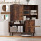 Brown Sideboard Cabinet, 4 Compartments, 2 Doors, Metal Legs 7