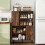 Brown Sideboard Cabinet, 4 Compartments, 2 Doors, Metal Legs 5
