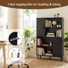 Black Sideboard Cabinet with 4 Shelves & 2 Doors