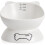 Ceramic Elevated Pet Bowl – Slanted Angled Bowl for Easy Eating (White) 1