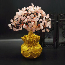 (Pink)Feng Shui Money Wealth Tree Yellow Citrine Amethyst Crystal Gem Lucky Spiritual