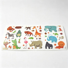 Joli autocollant mural motif animal dessin animé tigre zèbre girafe pour chambre d'enfant