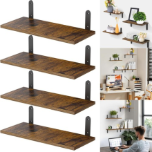 Set of 4 Floating Wall Shelves Picture Ledge Display Rack Book Hanging Shelf
