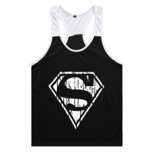 (Black,L)Superman Pattern Printing Men Vest Fashion Sleeveless Clothing Fitness Exercise