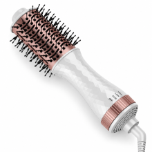 Brosse soufflante multifonction blanche avec fiche britannique, appareil portable pour lisser, boucler et coiffer les cheveux