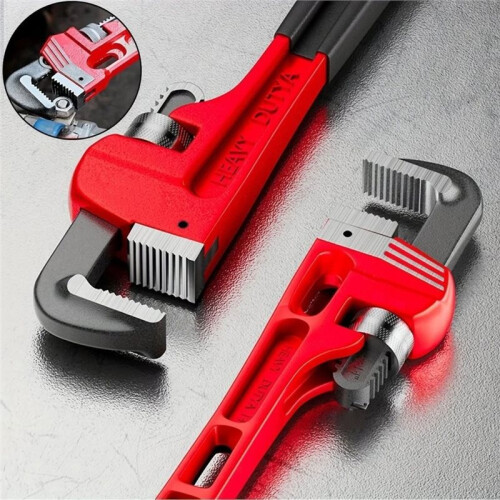 Chave de Grifo Ajustável Reta de 8 Polegadas, Chave de Encanamento, Chave Reta Ajustável Tratada Termicamente, Vermelha 2