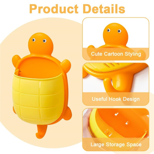 Turtle-Shaped Wall Storage Boxes – 2-Piece Organizer for Bathroom & Bedside 1