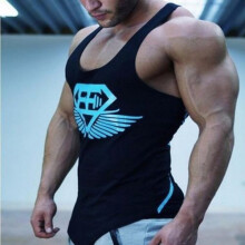 (Black Blue,L)Herren Weste Bodybuilding Slim Outdoor Schnelltrocknend Sport Saugfähig Schweiß Atmungsaktiv