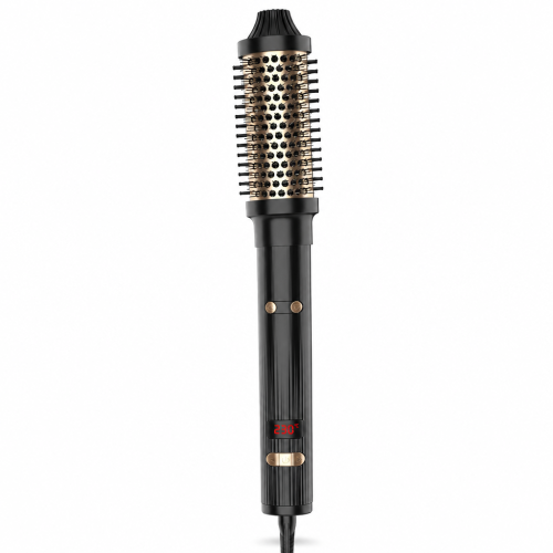 Rotating infrared curling brush with digital temperature control, black, UK plug