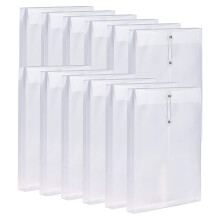 12 Pack Clear Plastic Envelopes Envelopes Expandable Files Document Folders with Button & String Tie Closure A4