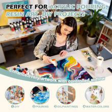Cordless Acrylic Paint Pouring Blower, Paint Pouring Supplies with 2 Nozzles and Vacuum Featuring for Fluid Art
