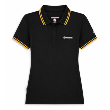 (14, Black/Gold) Lambretta Womens Twin Tipped Short Sleeve Polo Shirt