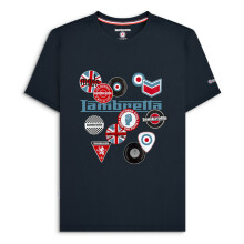 (XL, Dark Navy) Lambretta Mens Badges Short Sleeve T-Shirt