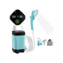 Tragbare elektrische Campingdusche, 6000-mAh-Akku, Smart-Display, 2 Wasserstrahlmodi