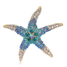 Diamantbesetzte Seesternbrosche, hochwertige Anstecknadel, Anzug, hochwertige Brustblume