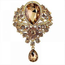 Große Kristall-Tropfenbrosche, passend zu Damen-Anhängern im Vintage-Stil, elegante Hochzeits- und Partyschmuckbrosche, Gold