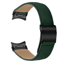 Polsbandje met zwarte snelsluiting, compatibel met Samsung Galaxy Watch4 / Watch5 40mm / 44mm / 45mm. Origineel leer.