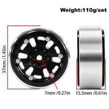 For 1/18 TRX4M SCX24 FMS Ascent-18 1.3-Inch Wheels Climbing Car Metal Wheels D480 Gold