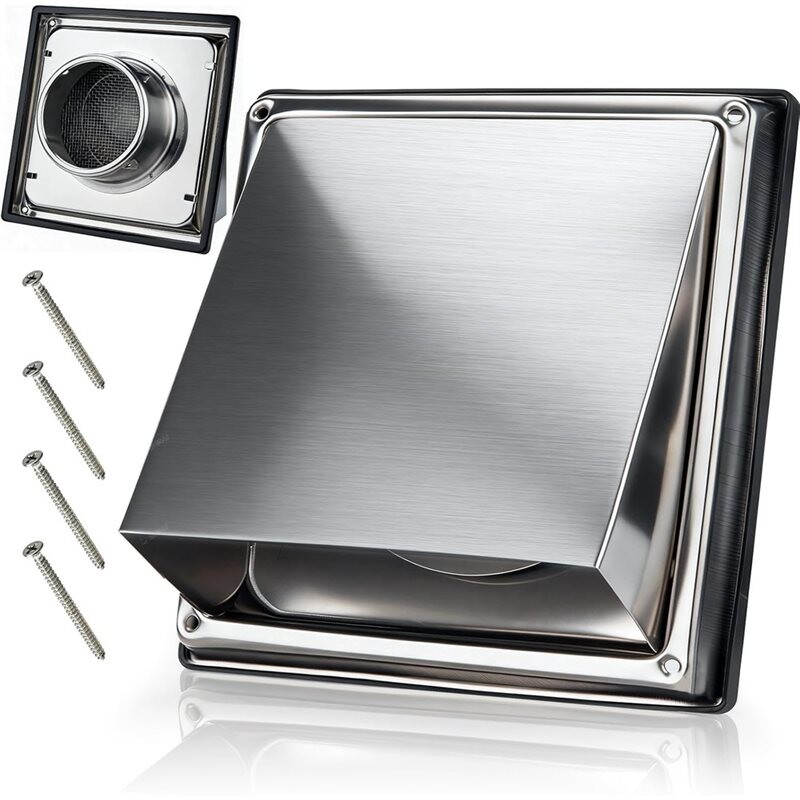 4 Inch Dryer Vent Cover Outside, Stainless Steel Exterior Wall, Silver ...