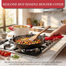 3PCS Silicone Pan Handle Sleeve Non-Slip Cast Iron Skillet Handle Cover Pot Holder for Metal Pan Heat Assist Sleeve