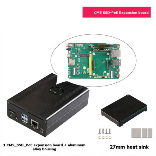 For Raspberry Pi CM5 SSD-POE(2242)Expansion Board+Case NVMe USB3.0 Gigabit Ethernet for Raspberry Pi Compute Module 5 1