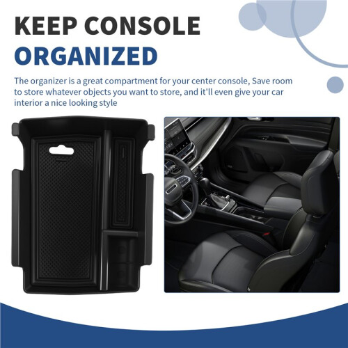 Center Console Organizer for  Compass 2021 2022 Armrest Secondary Storage Box Insert Tray Accessories,Black 2