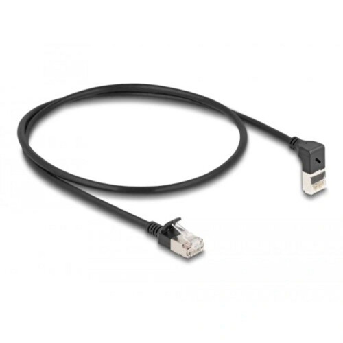 Cabo Delock Cat 6A S/FTP Slim RJ45 com ângulo de 90 para cima, 0,5 m