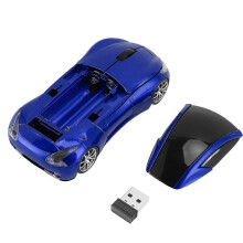 Sport Car Shape Wireless Mouse 1600 DPI Optical Sensor Mice 2.4 GHz USB Receiver Mouse for PC for IOS Blue_hb