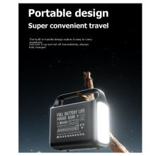 Power Bank de 50000mAh, Capacidade, Portátil, para Uso Externo, Como Fonte de Energia de Emergência, com Cabo Integrado e Luz para Camping