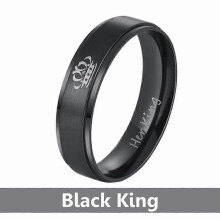 Romantic Christmas Titanium Steel Jewelry Queen King Crown Couple Ring Engagement Anniversary Rings_hb