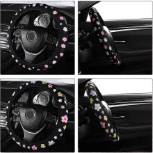 2 Pieces Car Steering Wheel Cover, Flower Pattern Car Steering Wheel Protector, Breathable Car Steering Wheel Cover, Unive_hb