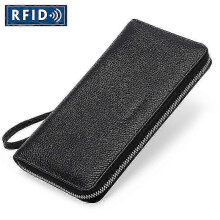 Women's RFID Blocking Leather Large Capacity Zip Around Wallet Phone Holder Clutch Travel Purse Wristlet Black_hb