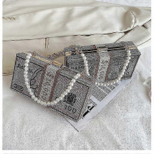 Borsa con inserti di diamanti, borsa quadrata in acrilico, borsa a tracolla con catena, piccola borsa di tendenza con inserti