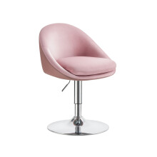 Adjustable Dressing Chair - Steel - Jelly Pink and Silver Grey - Swivel Stool with Backrest