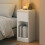 Nightstand - Wood - Cloud White - Slim Design with Charging Station and LED Light 4