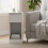 Nightstand - Wood - Cloud White - Slim Design with Charging Station and LED Light 5