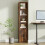 Tall Bookcase - Engineered Wood - Rustic Brown - 6-Tier with Door 4