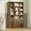 Tall Bookcase - Engineered Wood - Rustic Brown - 6-Tier with Door 5