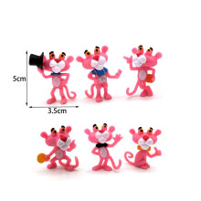 (pink) Pink Panther Shopping Cart Figurine Cute Pink Panther Cake Topper Girly Desk Decor 6 Styles