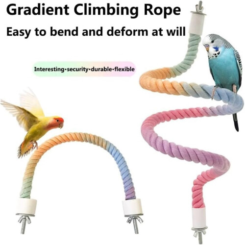 Rope Perches for Bird Cages – 2-Pack Perch for Parrots, Cockatiels & Parakeets 1