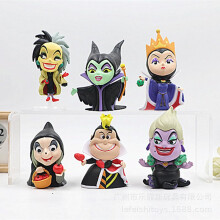 6Pcs Villain Queens Tea Party Black Witch Cruella Figure Toy Model Gashapon Doll Ornament