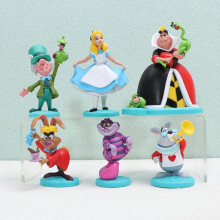 (6pcs) 6-Piece Alice in Wonderland Figurine Set Mini Figure Collectible Desktop Decor Fantasy Storybook Toy