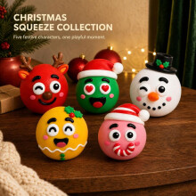 5PCS Christmas Gifts Stress Relief Toy Moose Face Changing Squishy DIY Funny Kawaii Knead Ball Adults Kids Anxiety Relief