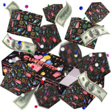 (black, 10pcs) 2026 New Christmas Pop-Up Box Magic Trick Surprise Pull Tab Gift Box Elastic Jumping Gift Card Holder For Birthday Holiday Xmas Present