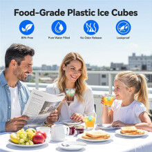 72Pcs Reusable Ice Blocks for Drinks, Non-Melting Plastic Refreezable Whiskey Stones for Wine Cocktail, & White